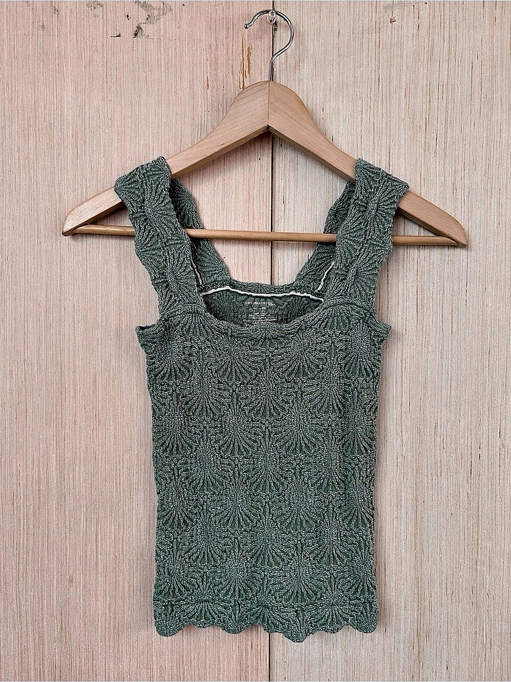 Free People Intimately Sunburst Textured Knit Tank Top Green Like New
